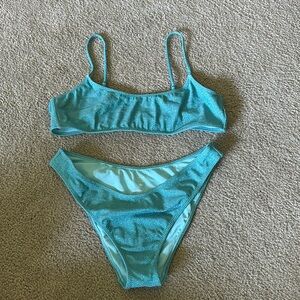 Pac sun swimsuit. Bikini. Shimmery light blue, size large